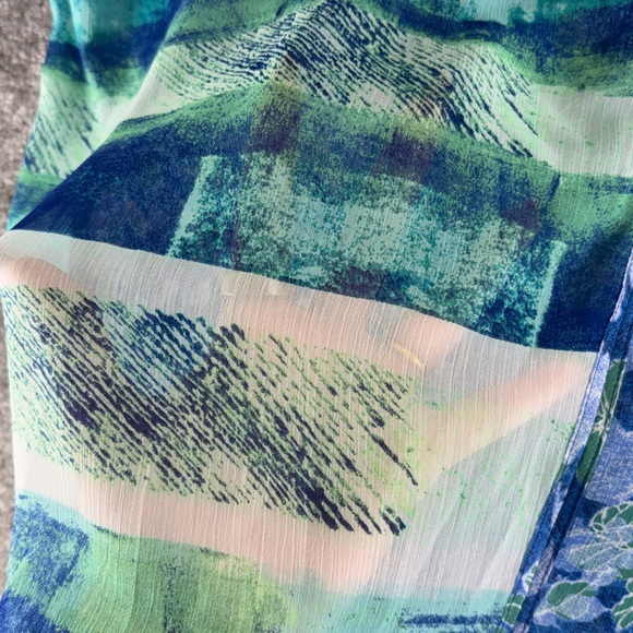 Chicos 3/4 Long Sleeve Blouse Shirt Blue Green Floral Pattern Womens 4 XXL - Picture 5 of 8